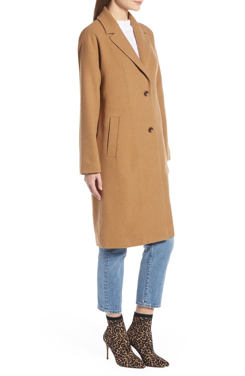 Something Navy Longline Camel Coat, Alternate, color,