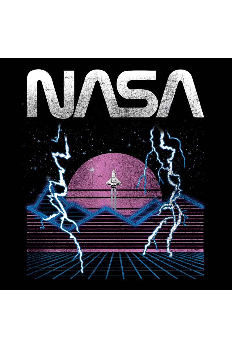 Juniors NASA Retro Shuttle Launch Sweatshirt, Alternate, color, Black