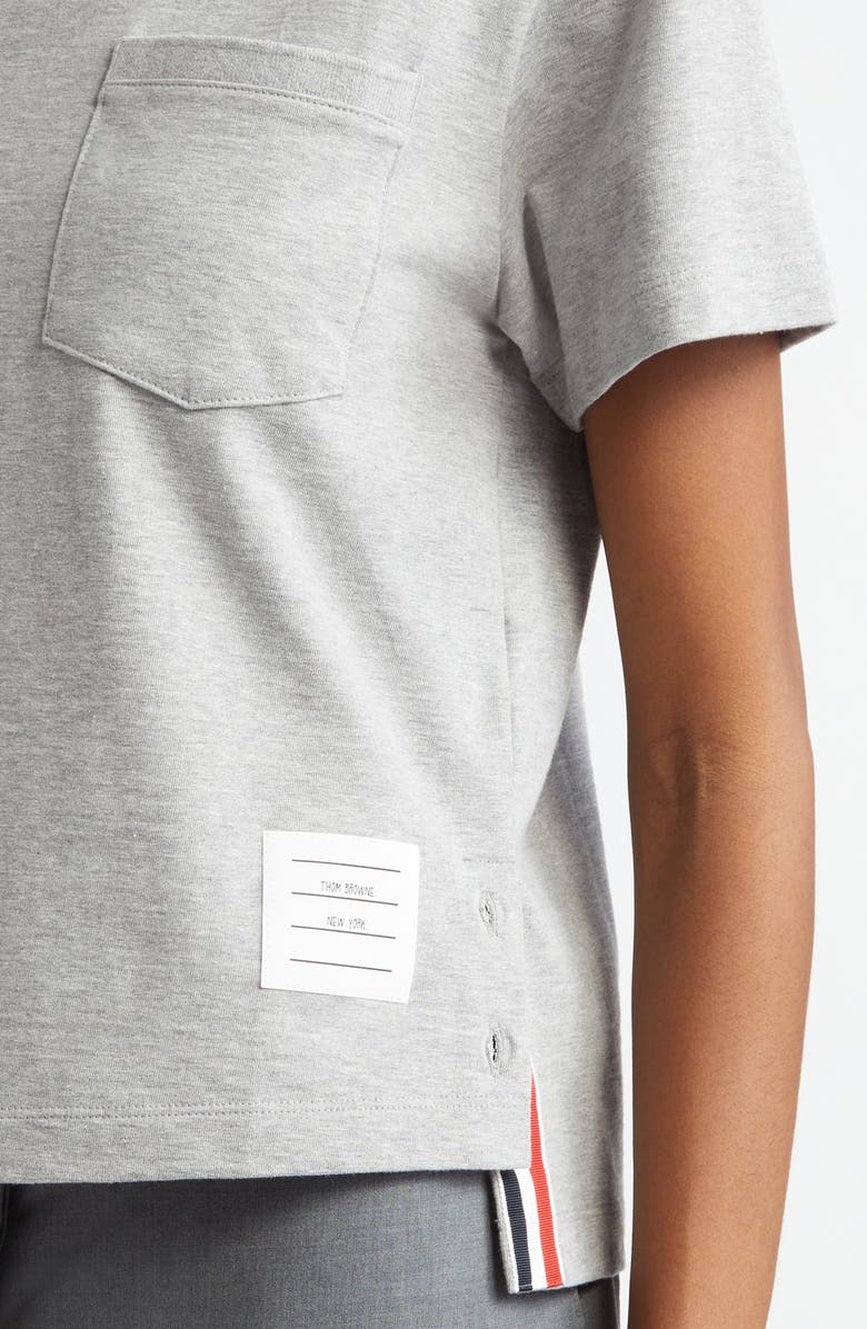 Thom Browne Medium Weight Cotton Jersey Boxy Pocket Tee, Alternate, color, Light Grey