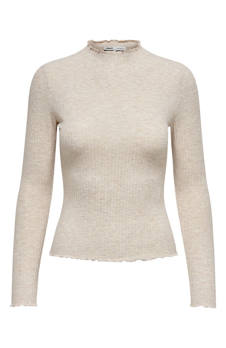 Only Emma Funnel Neck Ribbed Sweater, Alternate, color, Pumice Stone Melange