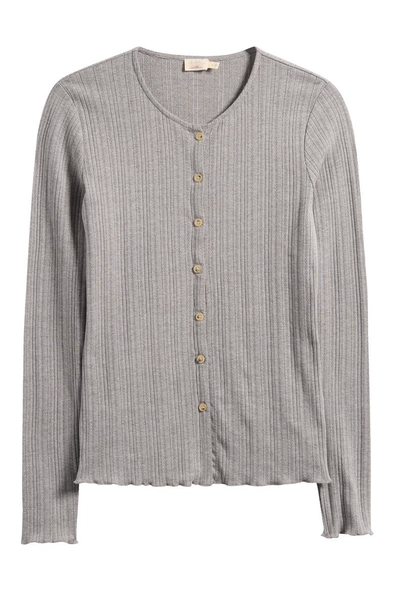 Paradise Organic Cotton Blend Pointelle Cardigan, Alternate, color, MEDIUM GREY HEATHER