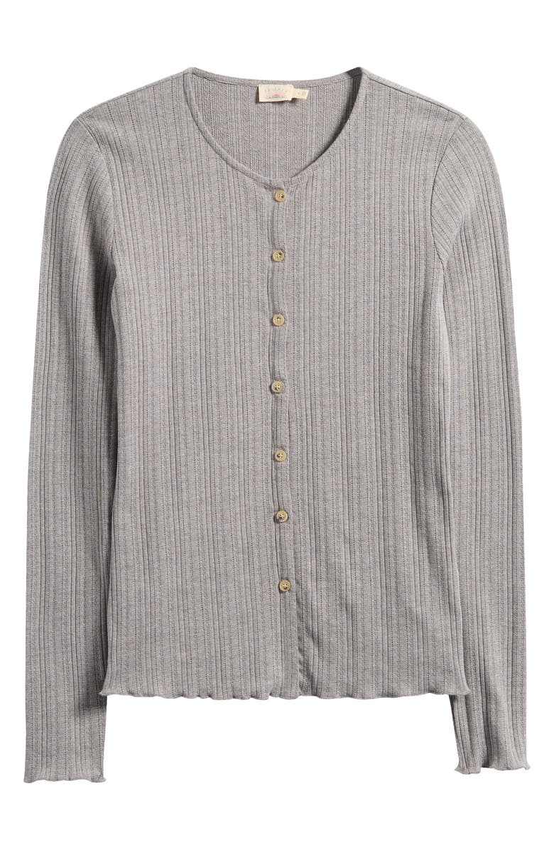 Faherty Paradise Organic Cotton Blend Pointelle Cardigan, Alternate, color, Medium Grey Heather