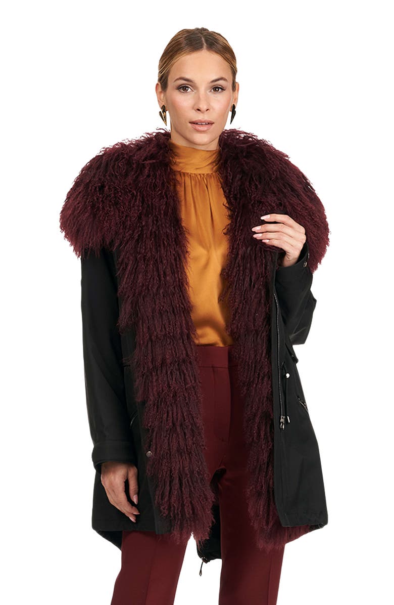 GORSKI Parka With Lamb Tuxedo And Hood, Main, color, Aubergine/Black