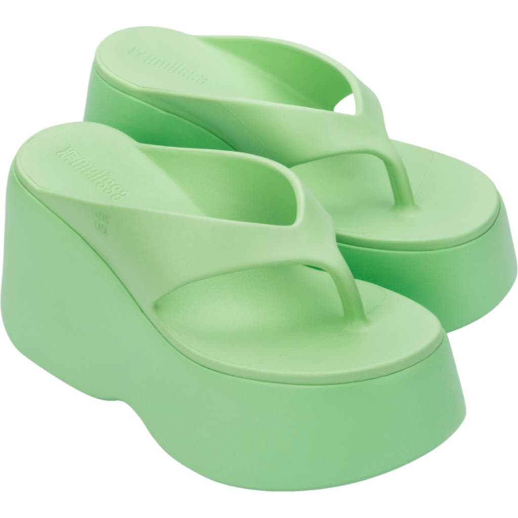 Melissa Platform Wedge Flip Flop in Green at Nordstrom, Size 8