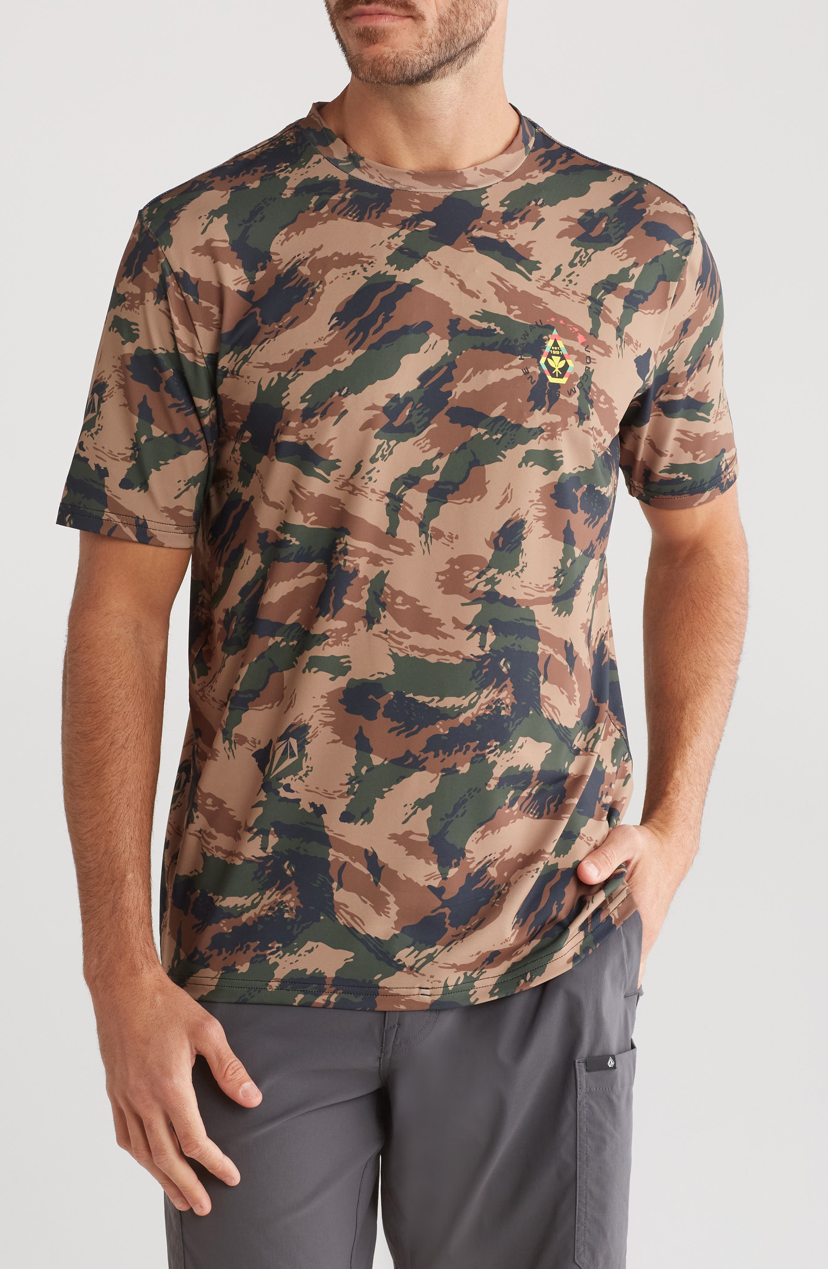 Volcom Pretense Camo Print Active T-Shirt (Men) | Nordstromrack