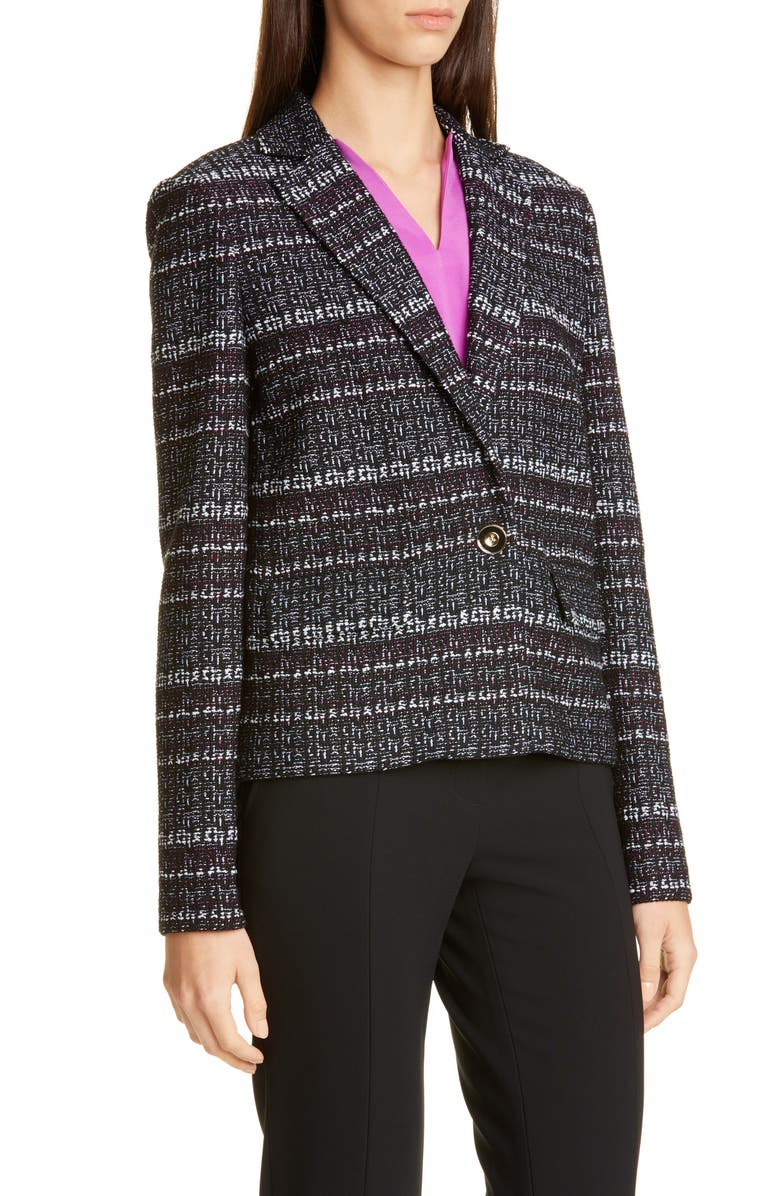St. John Collection Texture Bouclé Tweed Short Jacket, Alternate, color, 