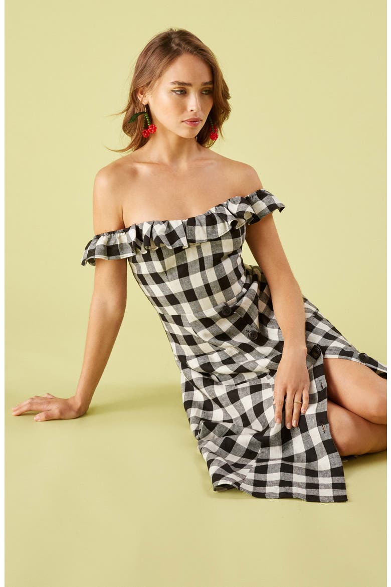 Hattie Off the Shoulder Linen Dress, Alternate, color, LUKE