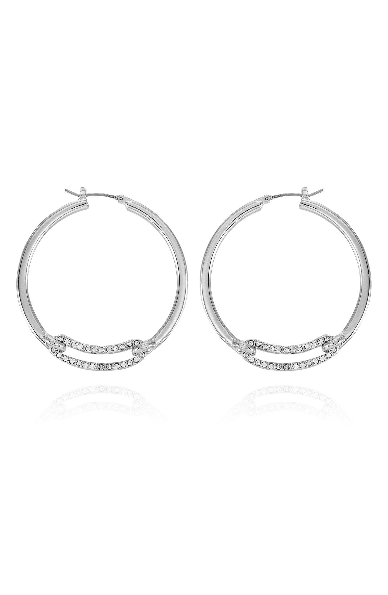 Vince Camuto Pavé Crystal Link Hoop Earrings
