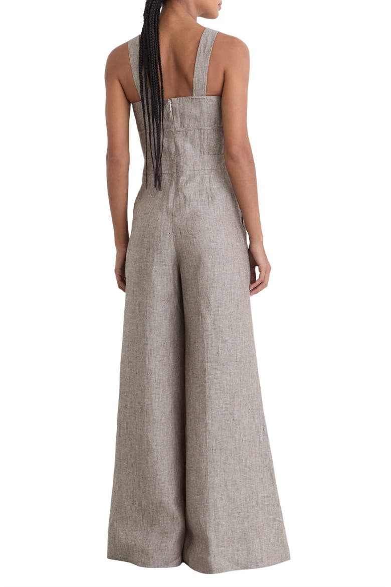 Flora Wide Leg Linen Romper, Alternate, color, NEUTRAL