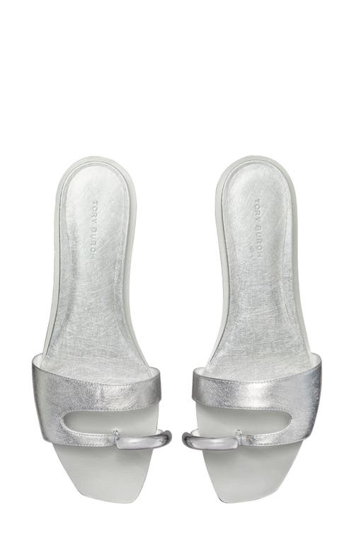 Tory Burch Pierced Slide Sandal In Silver