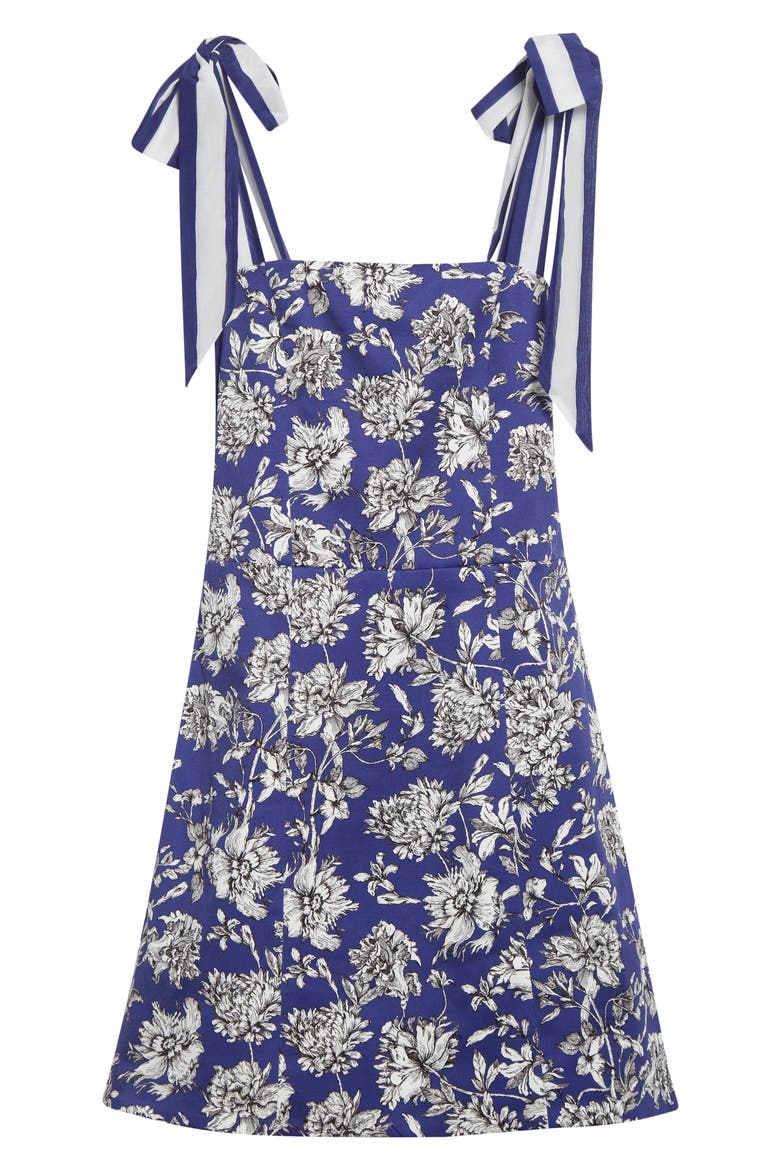 Maryann Floral Print Tie Shoulder Minidress, Alternate, color, BLOOMING WILD INDIGO