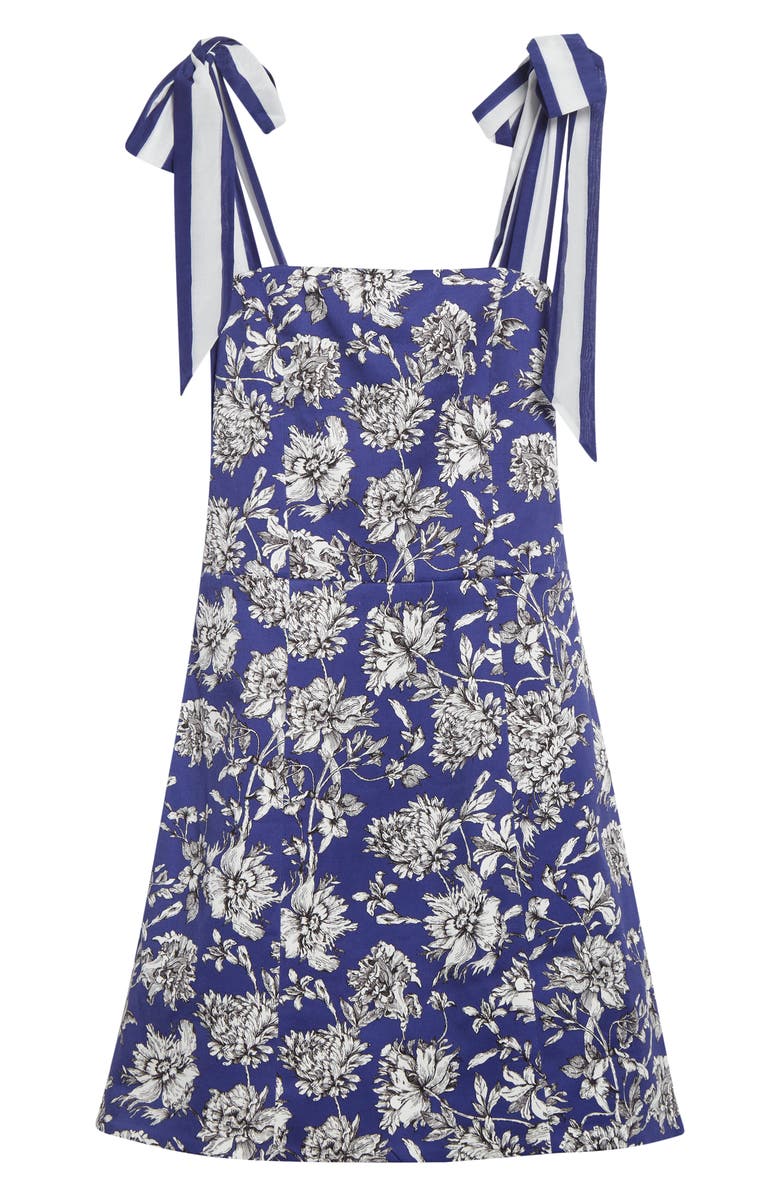 Alice + Olivia Maryann Floral Print Tie Shoulder Minidress, Alternate, color, Blooming Wild Indigo