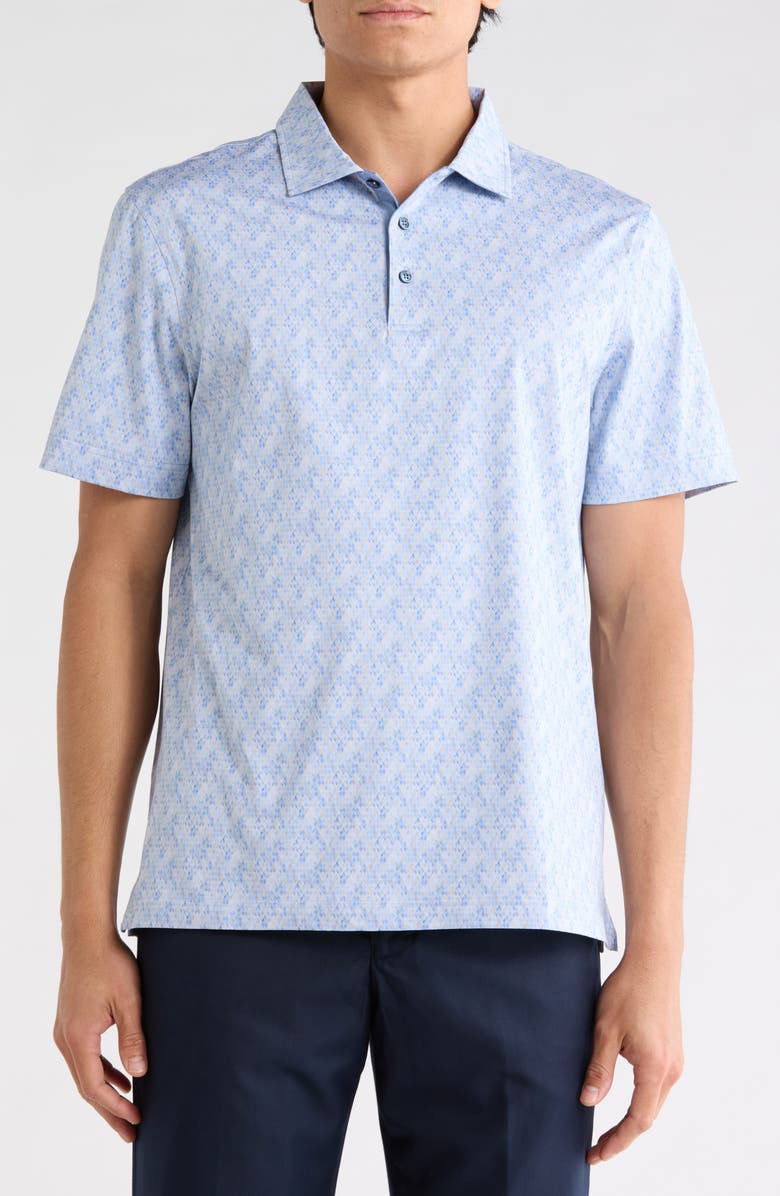 Bugatchi OoohCotton<sup>®</sup> Printed Polo, Main, color, Air Blue