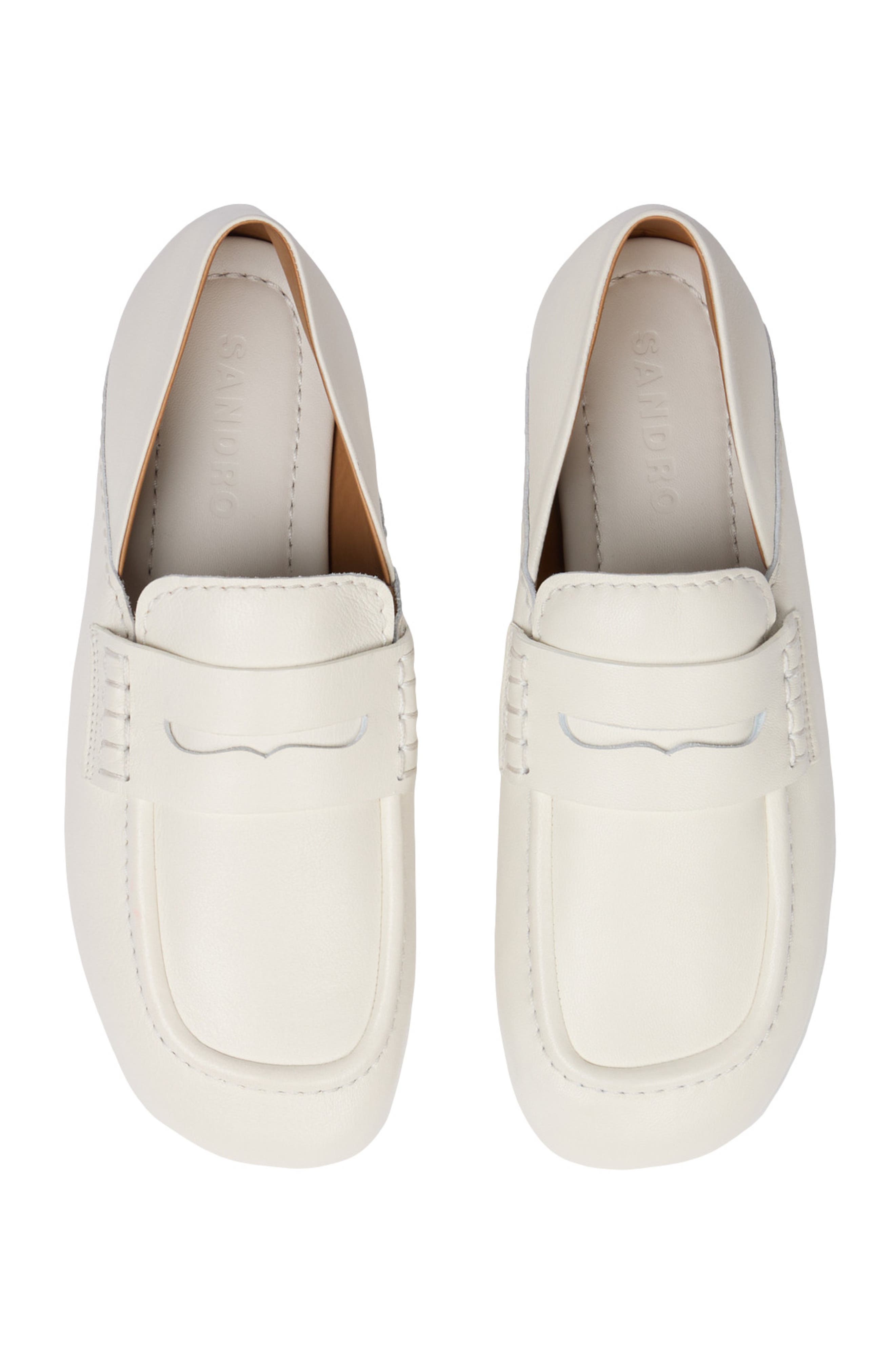 SANDRO Leather loafers, Alternate, color, White