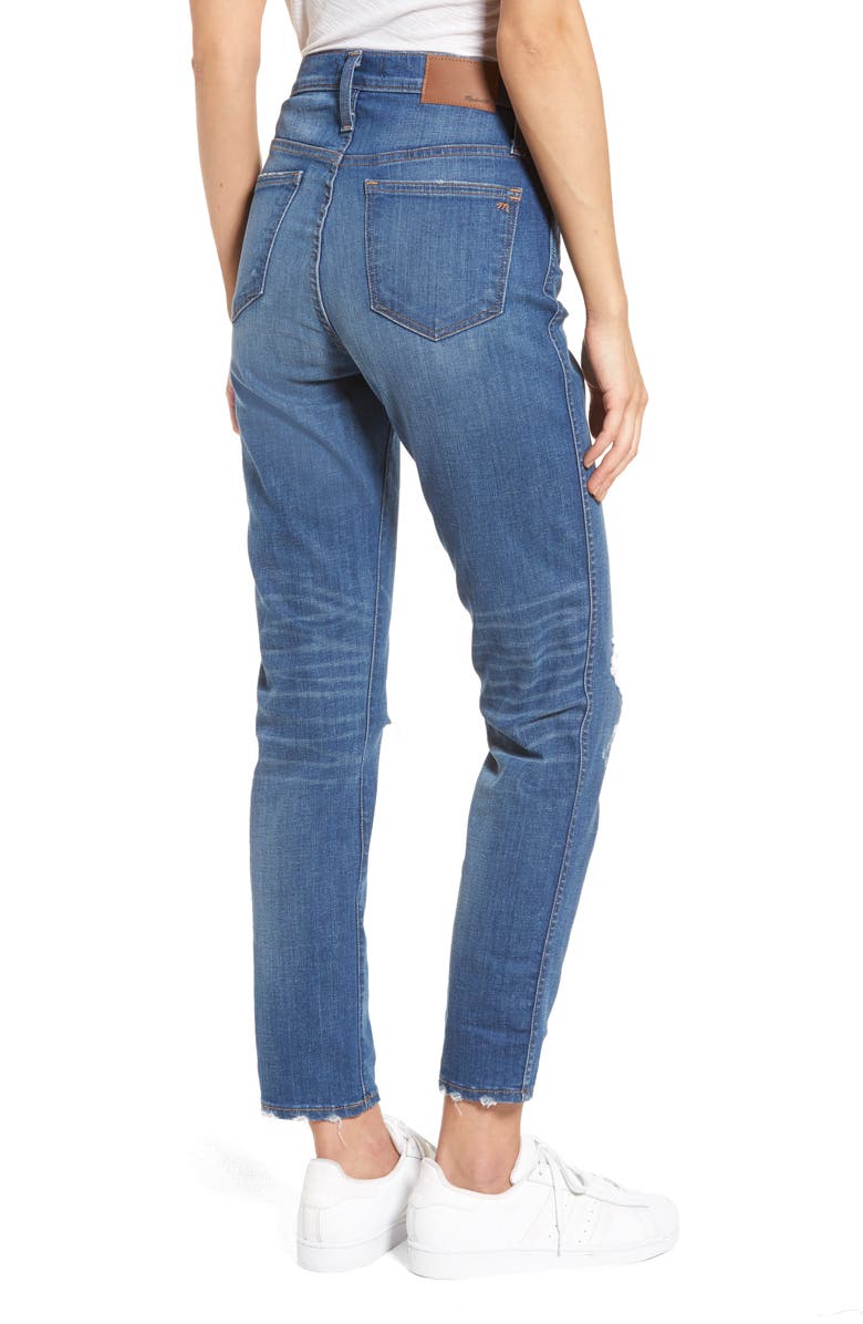 Madewell Distressed Slim Straight Leg Jeans, Alternate, color, 