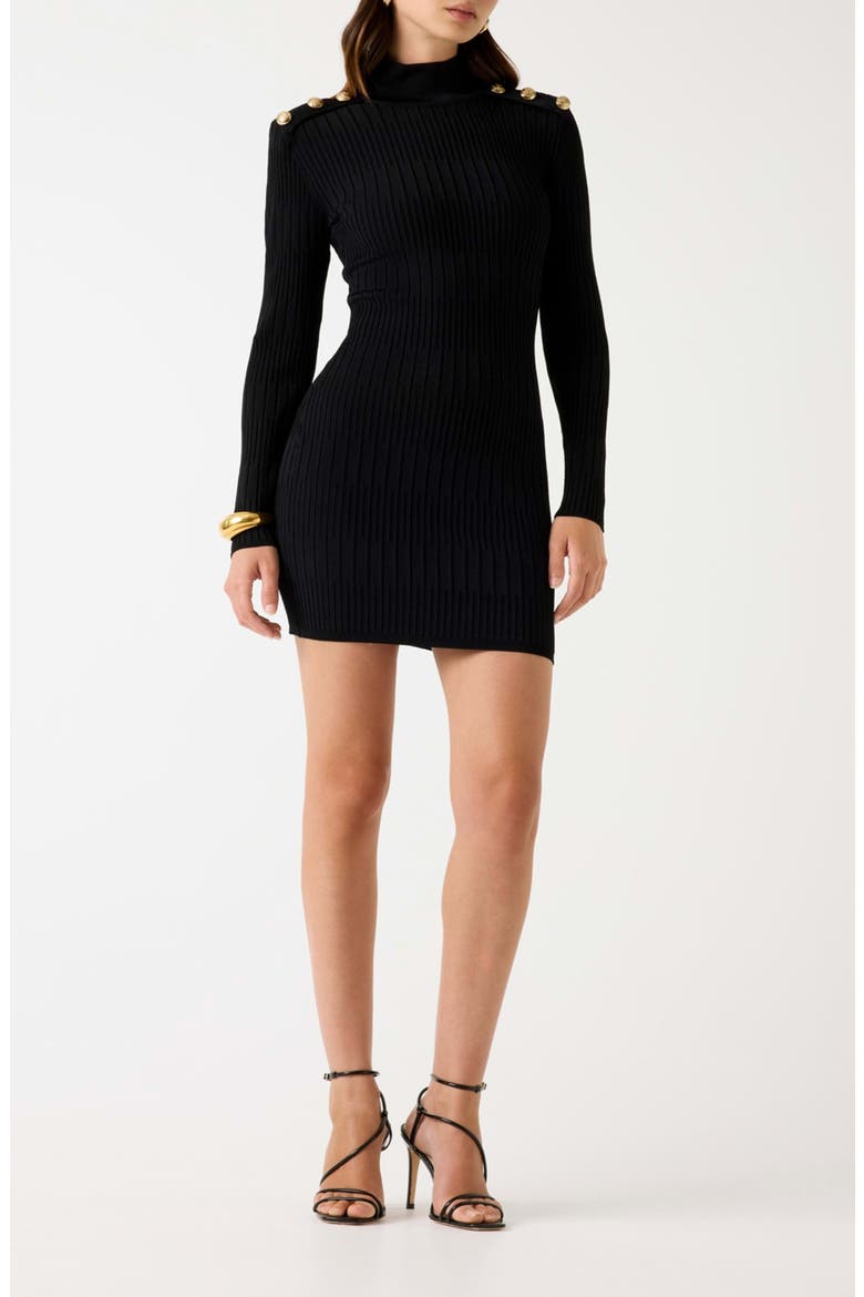 Janet Long Sleeve Rib Sweater Dress, Main, color, JBLACK-BLACK