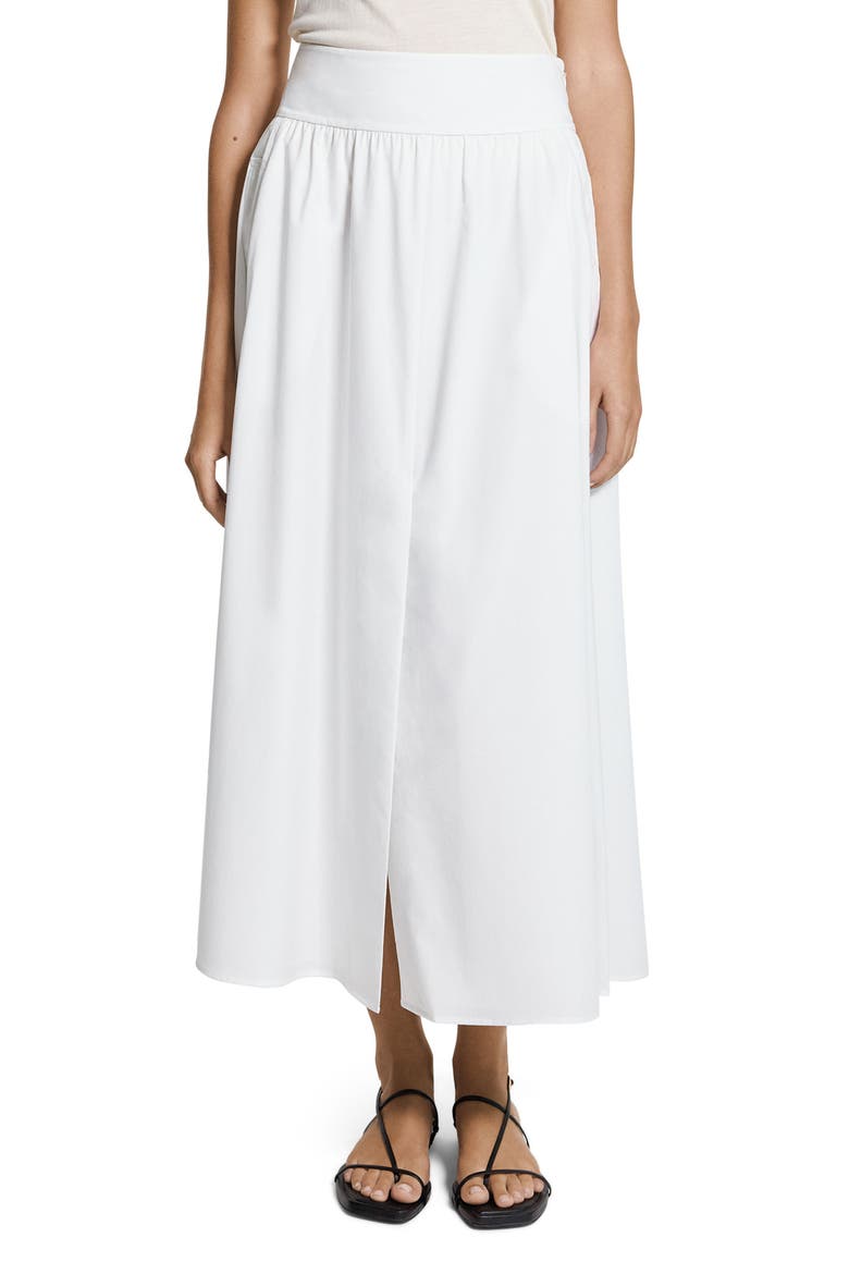 Cotton Blend A-Line Midi Skirt, Main, color, WHITE