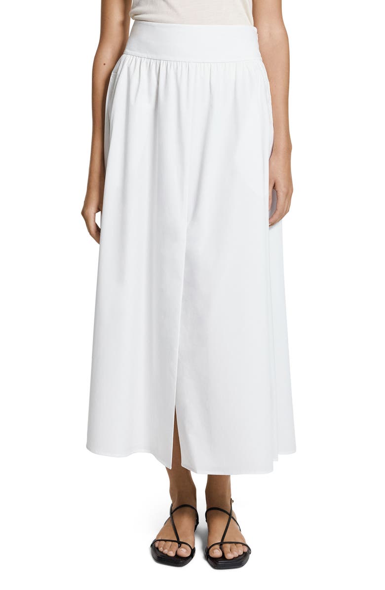 Theory Cotton Blend A-Line Midi Skirt, Main, color, White