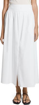 Theory Cotton Blend A-Line Midi Skirt