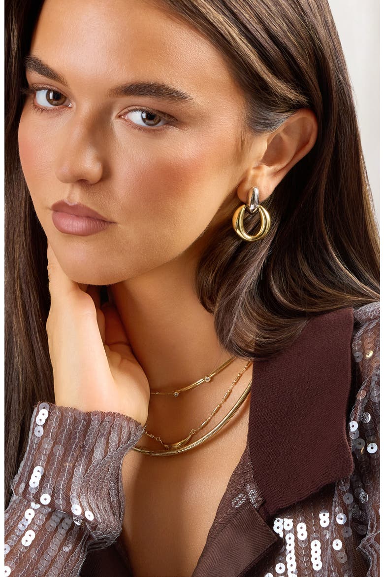 Dolce Sole Two-Tone Door Knocker Earrings, Alternate, color, SILVER