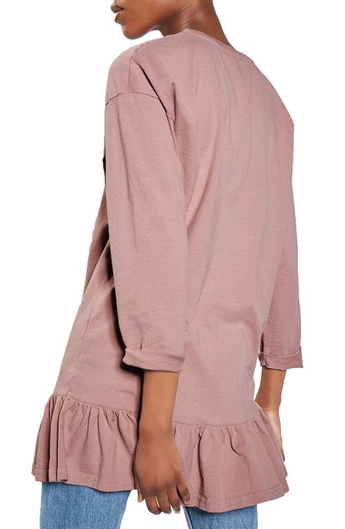 Shop Topshop Ruffle Hem Tunic In Dusty Pink