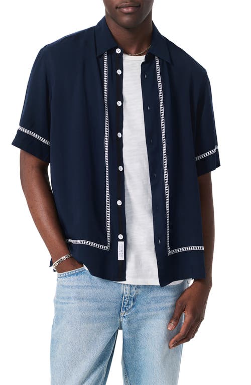 Rag & Bone Dalton Embroidered Short Sleeve Button-up Shirt In Blue