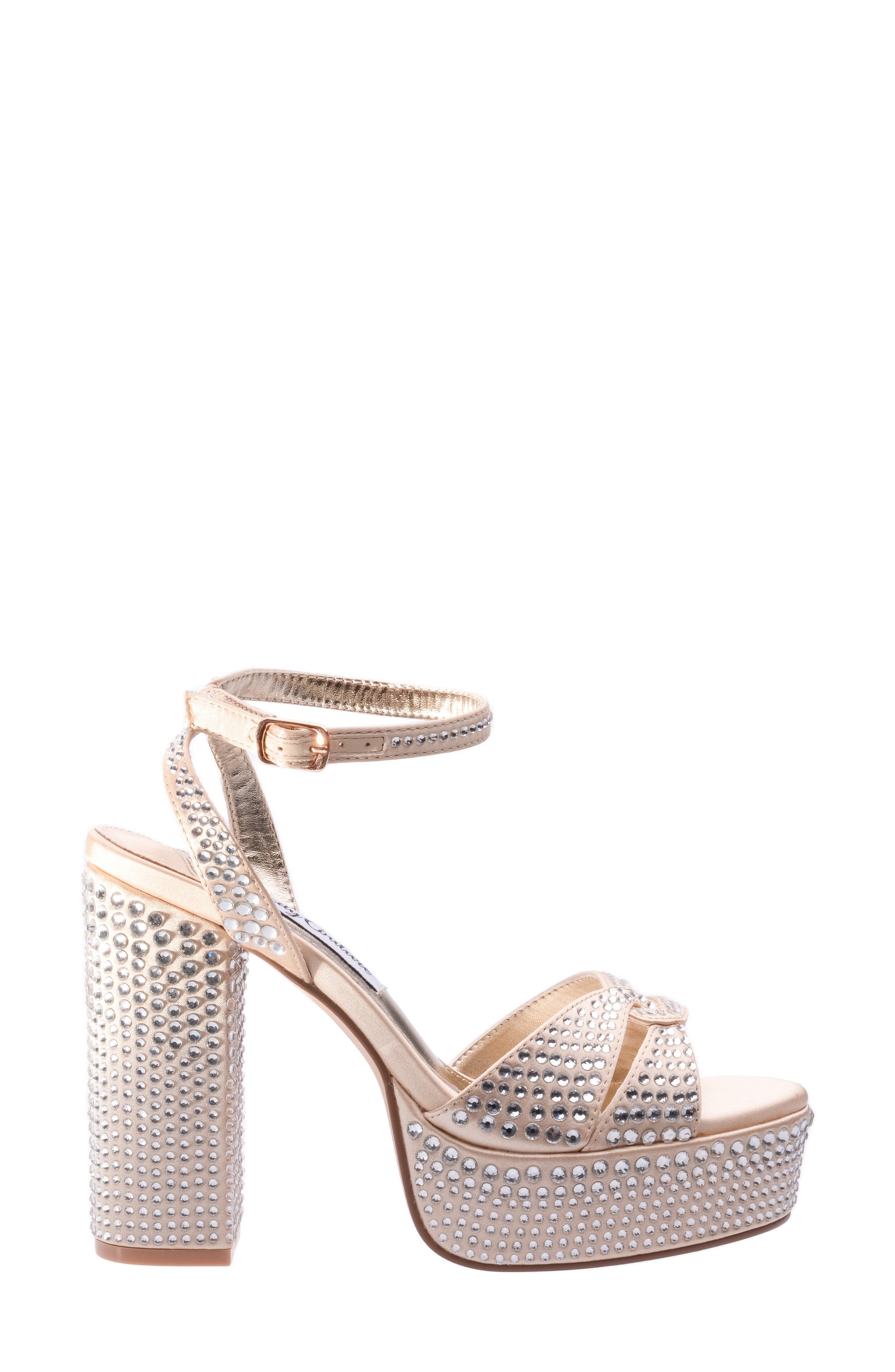 Rhinestone Platform Ankle Strap Sandal, Alternate, color, CHAMPAGNE