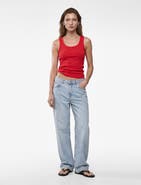 Koton Scoop Neck Ribbed Cotton Tank Top
