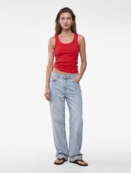 Koton Scoop Neck Ribbed Cotton Tank Top