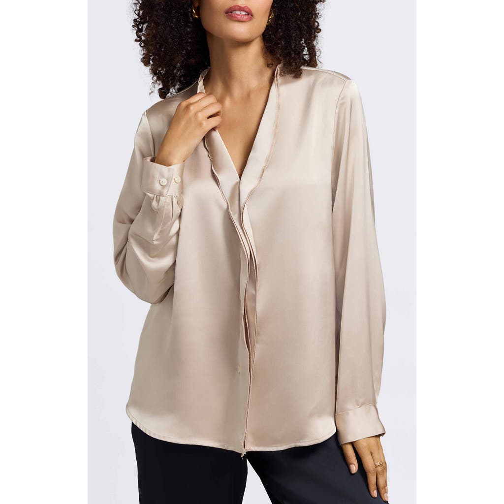 Foxcroft Rosale Ruffle Placket Button-up Shirt In Neutral