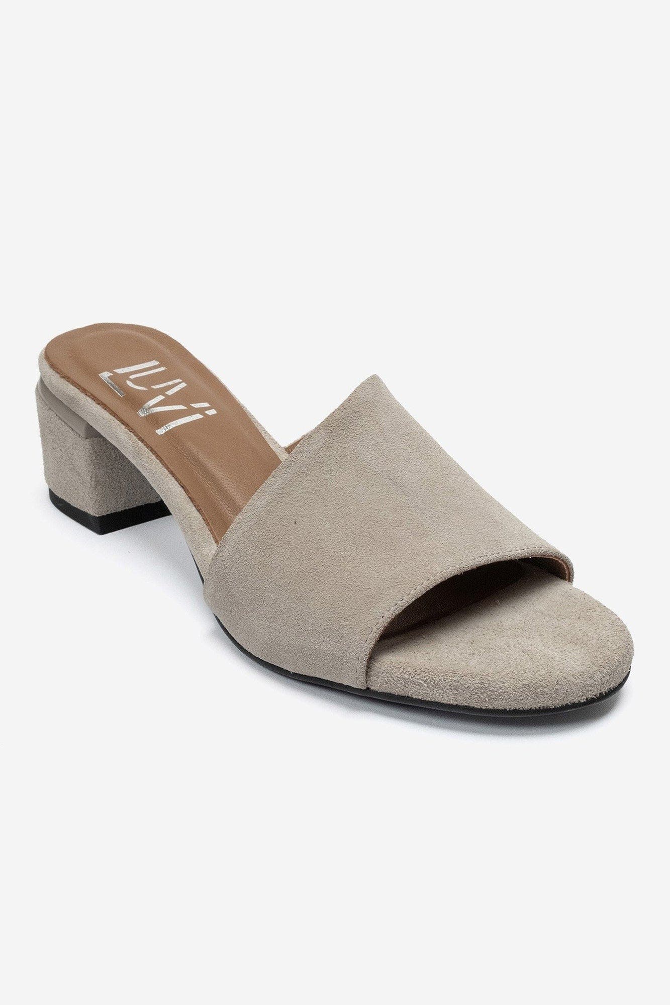 Delavie Leather Block Heel Sandal, Alternate, color, Beige Suede