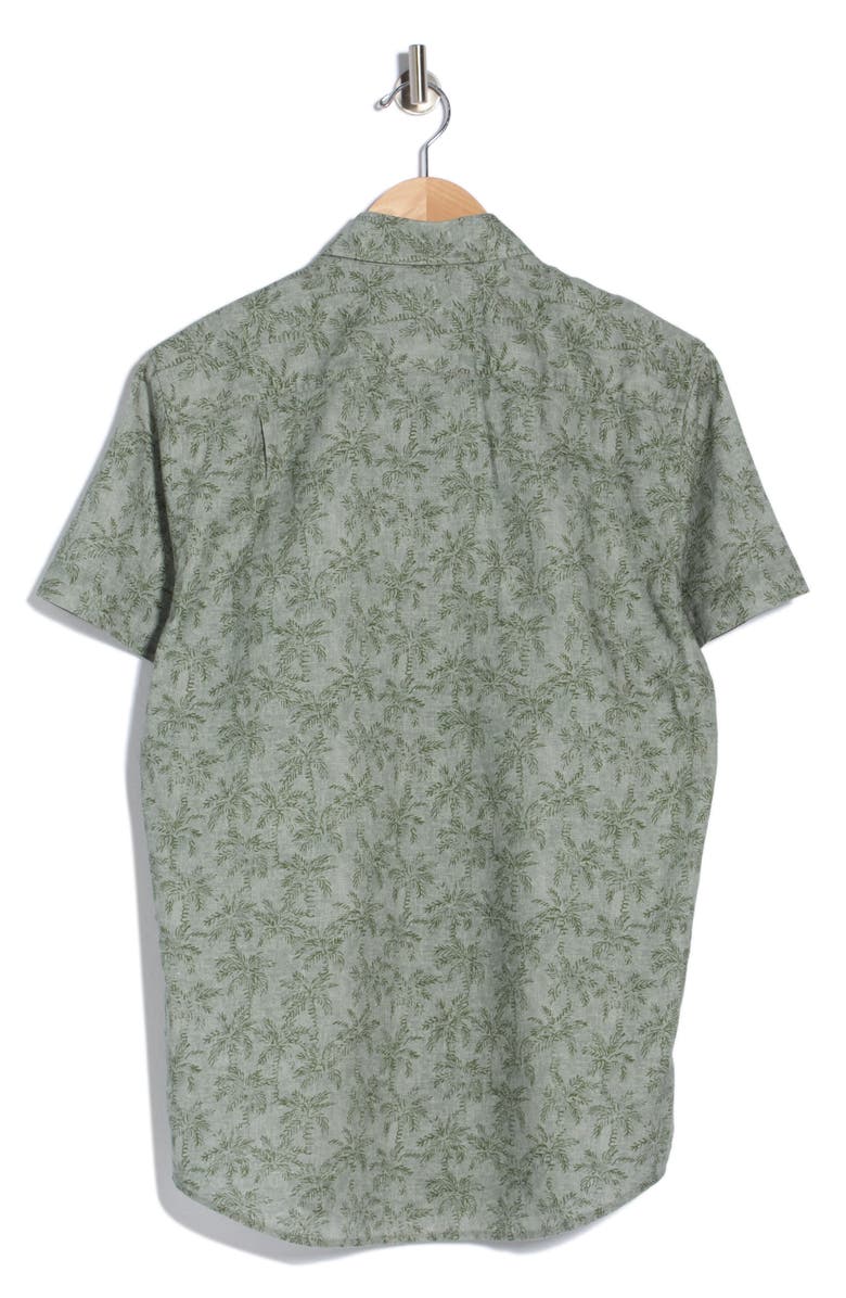 Rodd & Gunn Brooklyn Short Sleeve Cotton & Line Blend Button-Up Shirt, Alternate, color, Fern