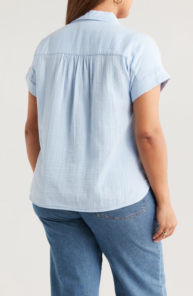 Caslon<sup>®</sup> Cotton Gauze Button-Up Shirt, Alternate, color, Blue Windsurfer