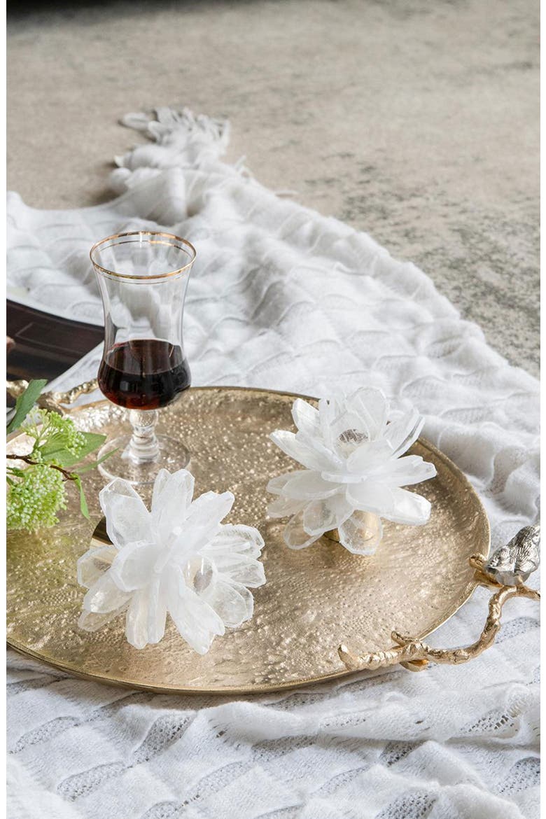 Selenite Stone Candleholder, Alternate, color, WHITE