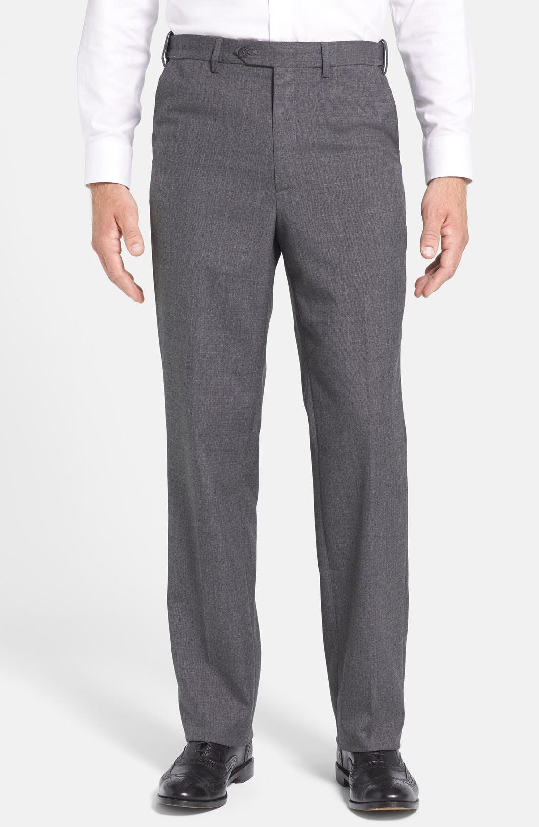 Self Sizer Waist Plain Weave Flat Front Washable Trousers - image 5