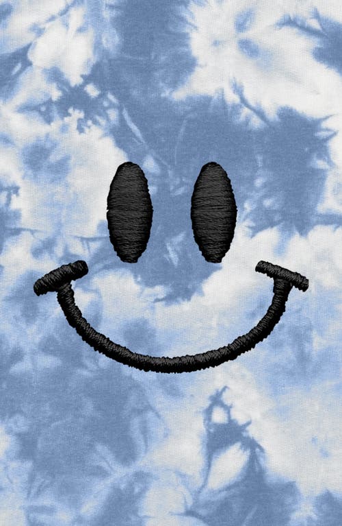 Dalix Smile Face Tie Dye Crewneck Sweatshirt In Tie Dye Blue