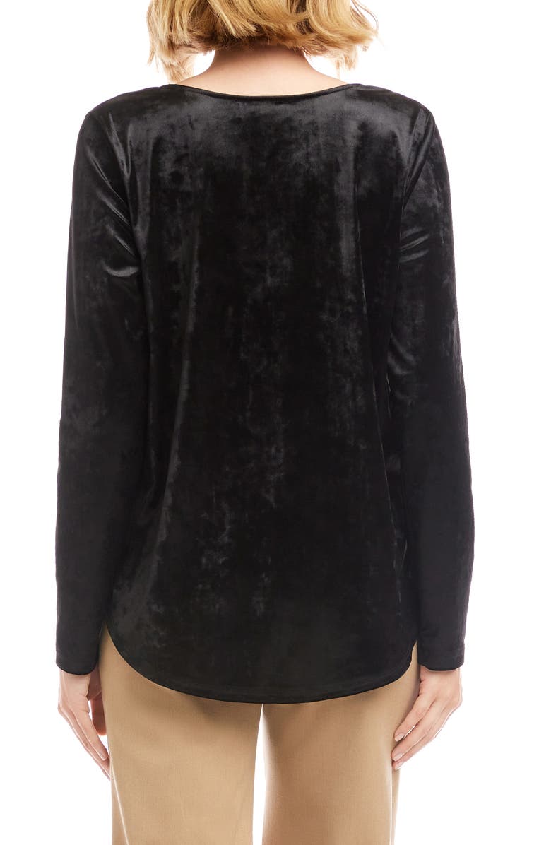 Karen Kane Crushed Velvet Top Shirttail Top, Alternate, color, Black