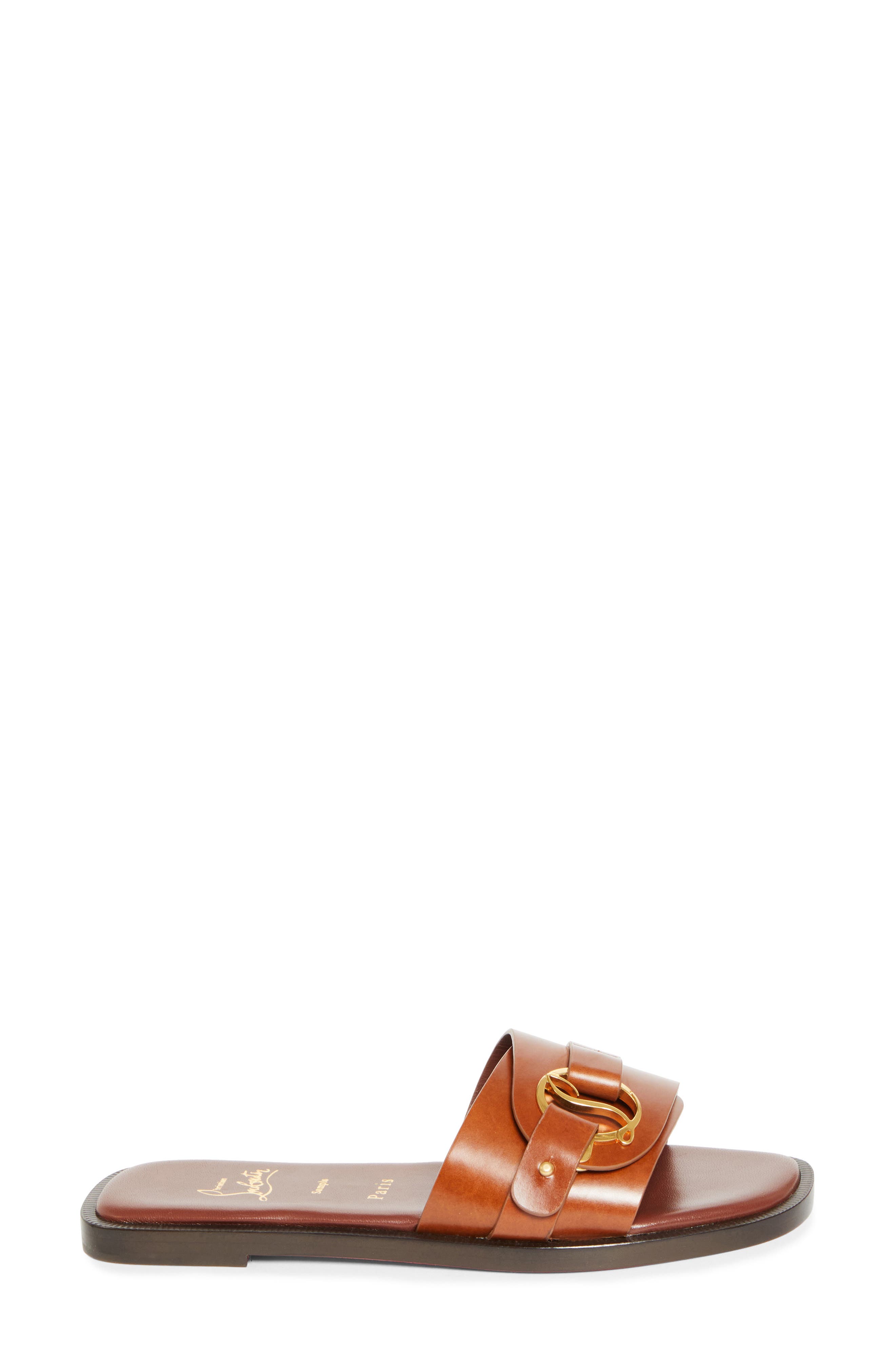 Her in Roma Mule Flat, Alternate, color, DARK CARMINE/ LIN COGNAC