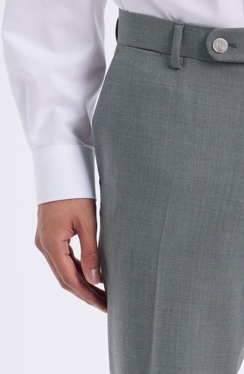 BOSS Genius Slim Fit Flat Microcheck Front Stretch Dress Pants, Alternate, color, Beige