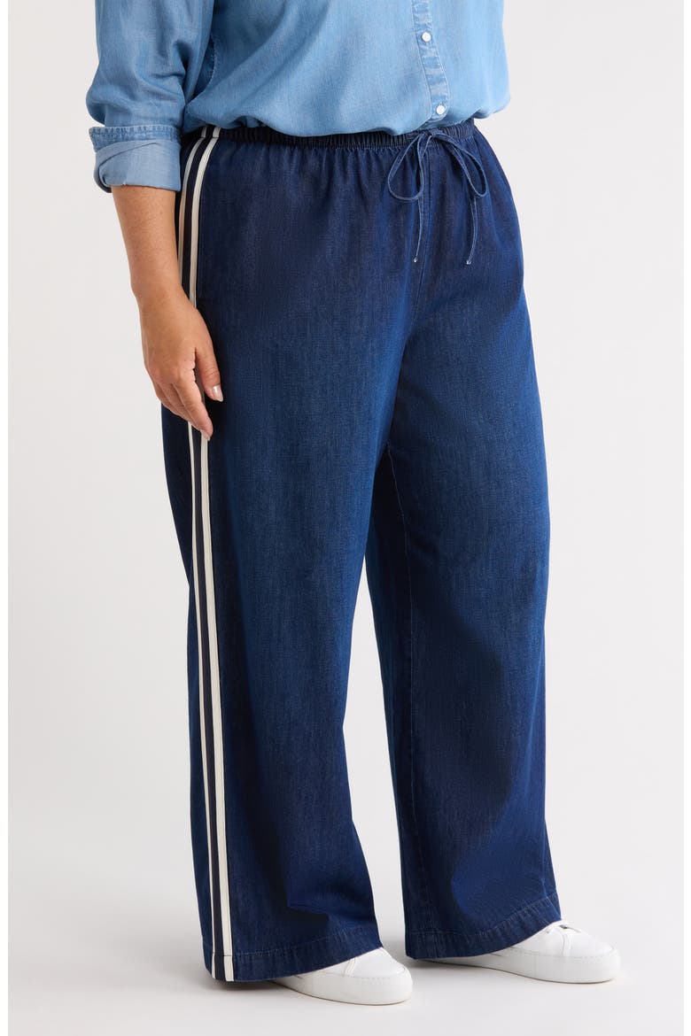 Wide Leg Chambray Pull On Pants, Alternate, color, DARK WASH