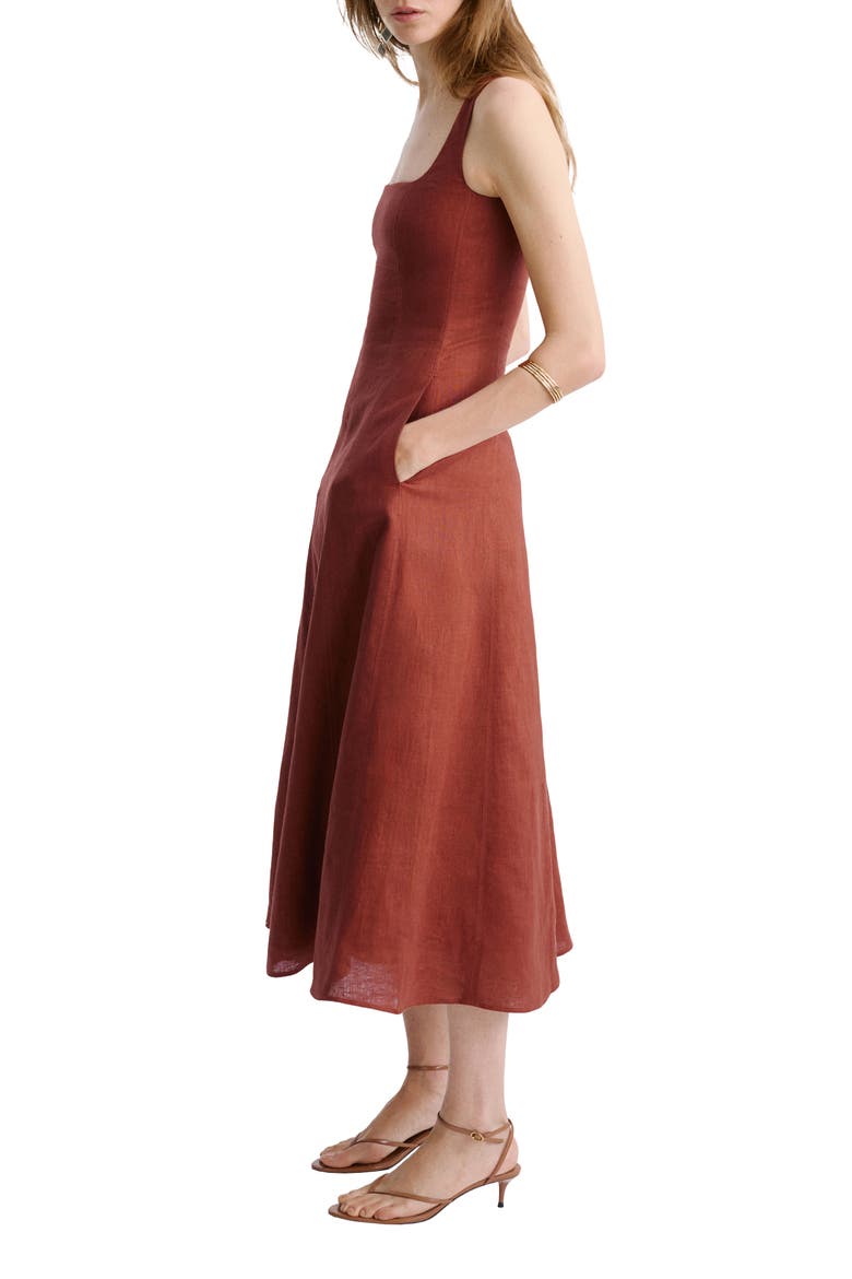 Sleeveless A-Line Midi Dress, Main, color, BURNT ORANGE