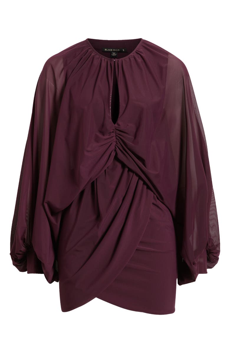 Black Halo Scarlatta Ruched Long Sleeve Cocktail Minidress, Alternate, color, Oxblood