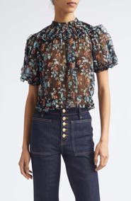 Ulla Johnson Solenne Puff Sleeve Silk Top