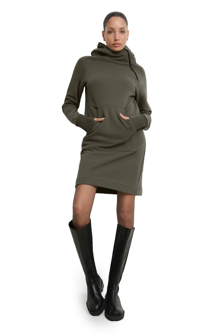 Tompkins Hoodie Dress, Alternate, color, OLIVE