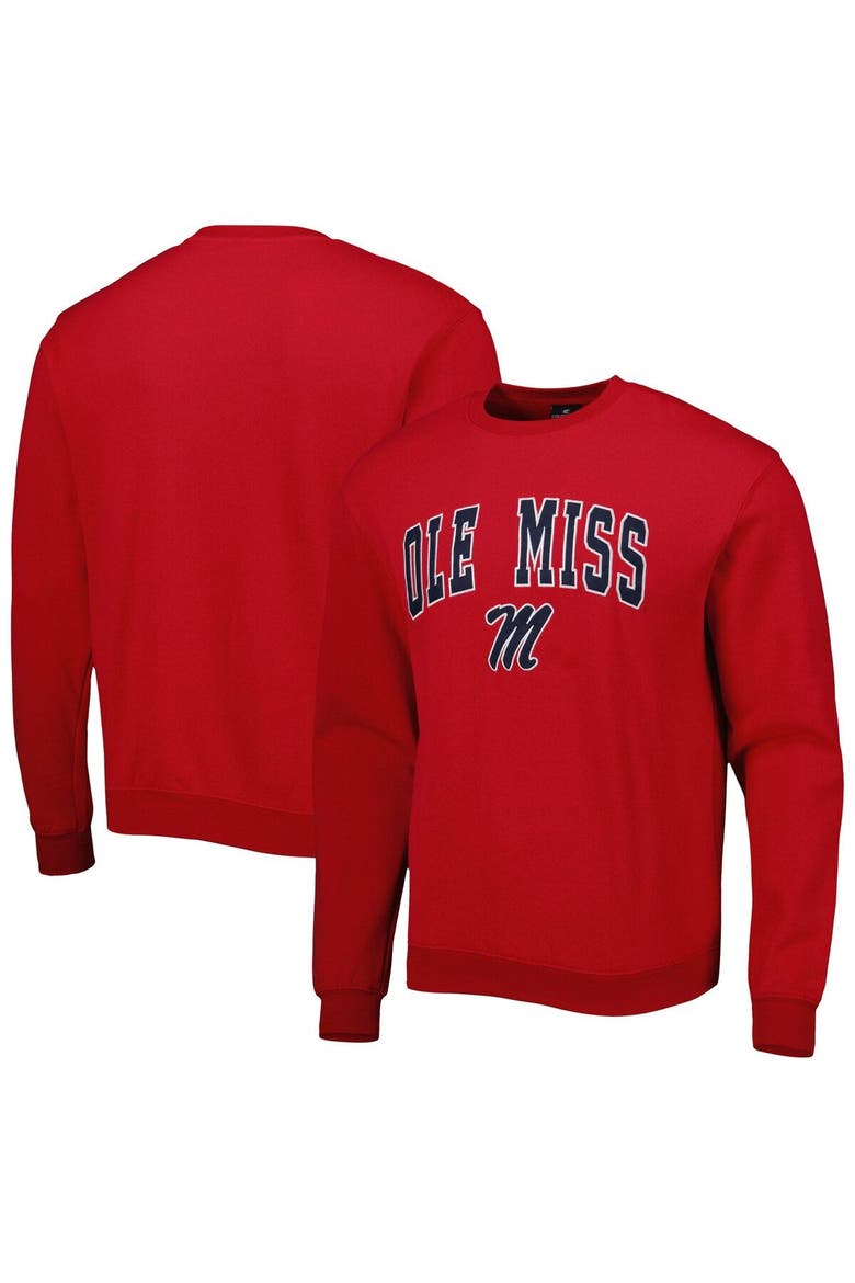 Men's Colosseum Red Ole Miss Rebels Arch & Logo Pullover Sweatshirt, Main, color, Red
