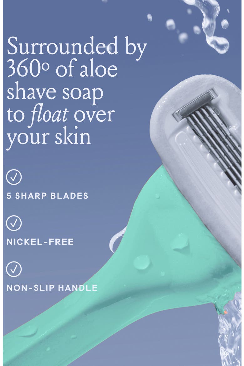 Womens Razor Kit with 1 Handle + 2 Blade Refills + Magnetic Holder, Alternate, color, MINTY