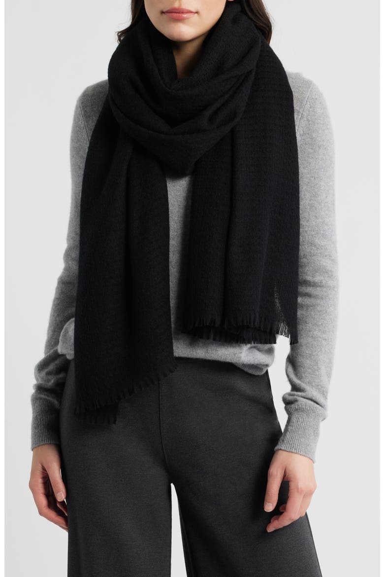 Check Cashmere & Wool Scarf, Main, color, BLACK