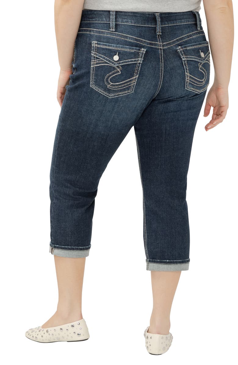 Silver Jeans Co. Suki Curvy Mid Rise Capri Jeans, Alternate, color, Indigo