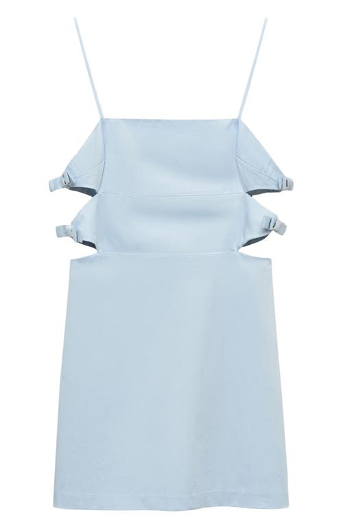Mango Cut Out Mini Dress With Bow Detailing In Blue