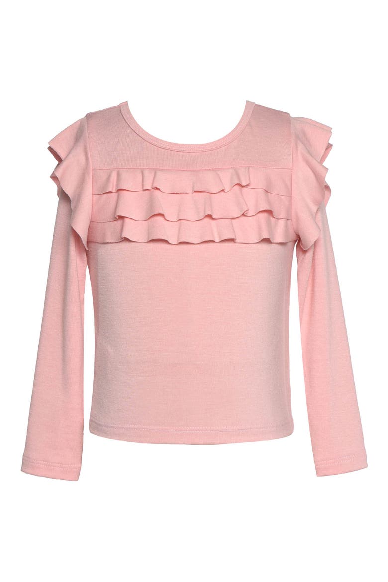 Kids' Ruffle Accent Cotton T-Shirt, Main, color, PINK